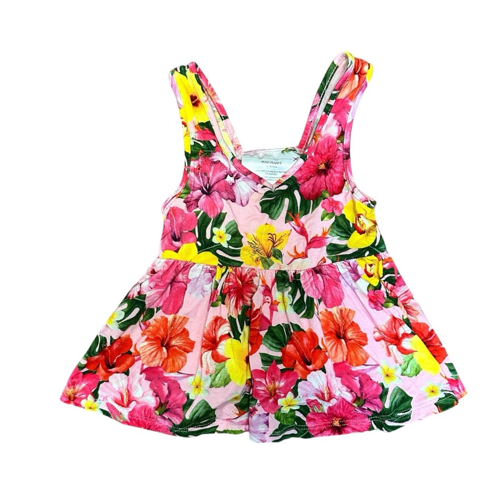 Posh Peanut Floral Sleeveless Tank Dress Tunic Top Bamboo